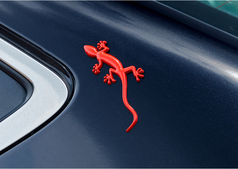 汽车贴小壁虎车贴趣味装饰壁虎贴黑色金属改装车身贴个性车标尾标