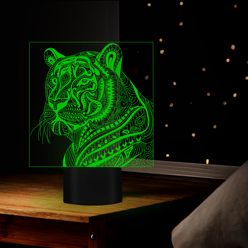 3d视觉老虎台灯 创意家居日用房间小夜灯跨境平台一件代发fs-5289