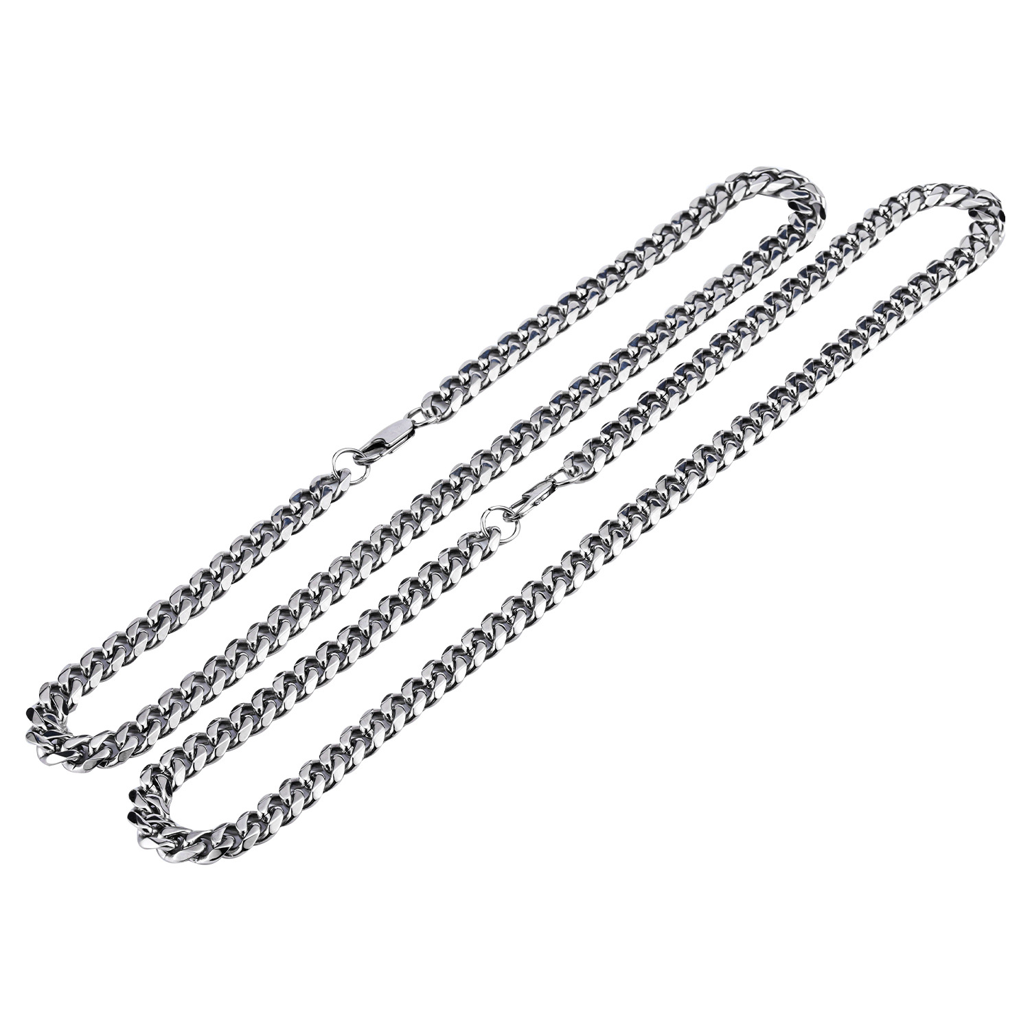 钛钢精抛光配大日字扣牛仔链潮男嘻哈hiphop项链无吊坠裸链子