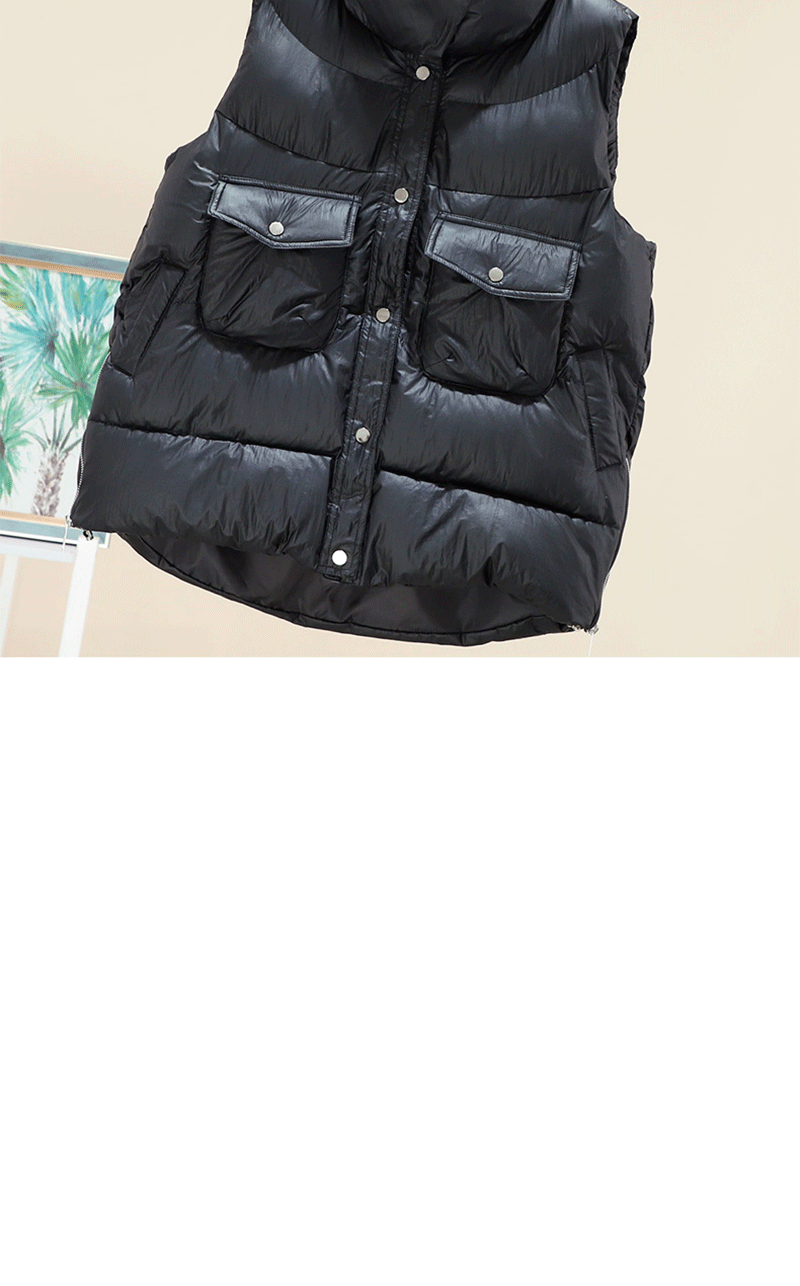 亮皮马甲女大口袋羽绒棉马甲2020秋冬季新款韩版宽松百搭纯色上衣