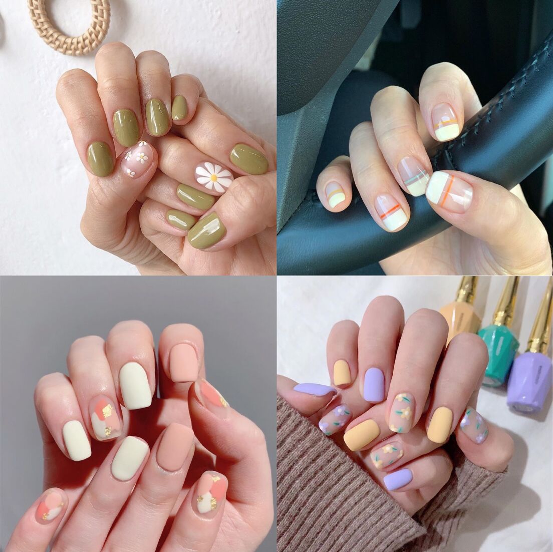 Semi-Sugar Graffiti Ins Frosted-Little Daisy Polka Dot Nail Stickers Nail Stickers Waterproof Tearable Nail Stickers French Style