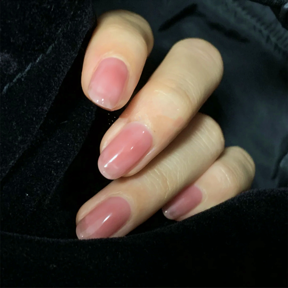 中长款纯色美甲甲片 穿戴可拆卸美甲果冻透粉圆头淑女假指甲成品