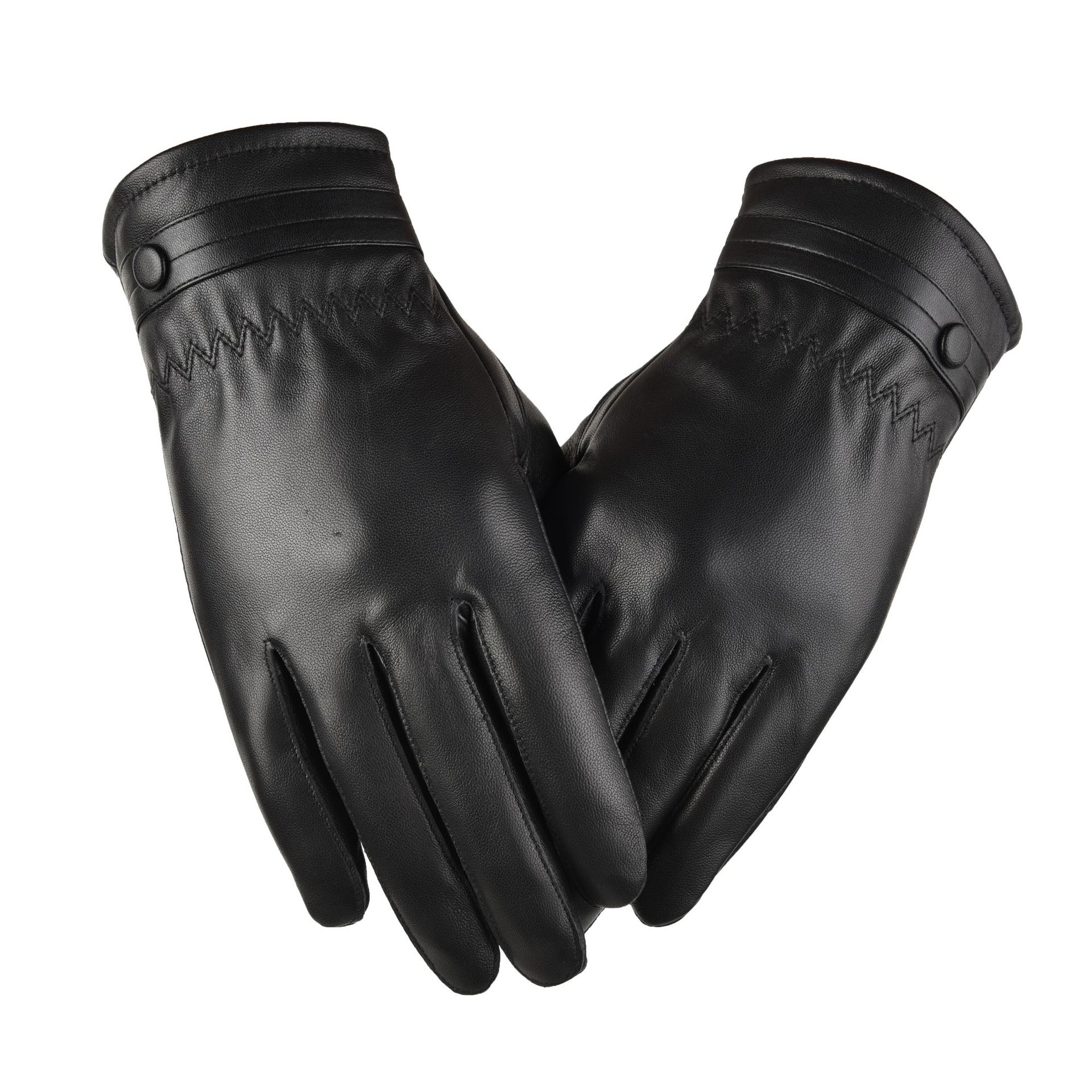 秋冬男士全羊皮保暖手套加绒加厚纯羊皮手套防水防风触屏骑车手套