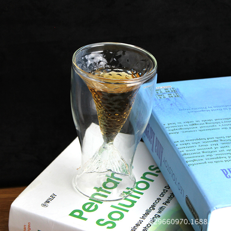 创意啤酒杯 鲨鱼型双层杯透明玻璃双层水杯礼品百货 现货批-阿里巴巴