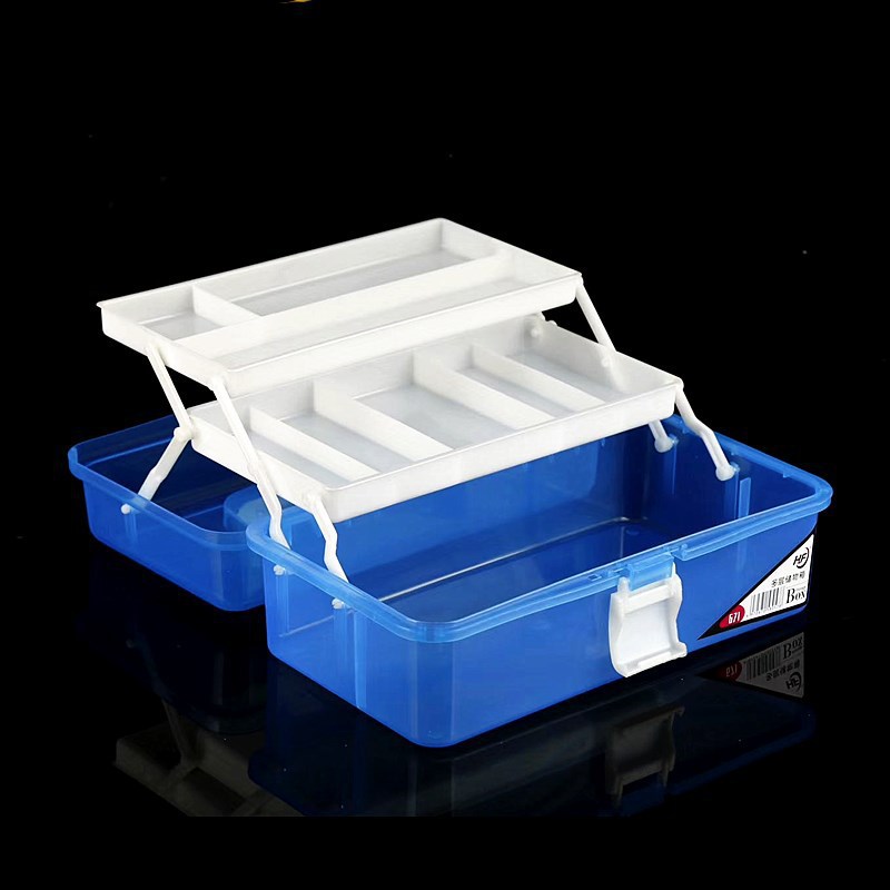 美术工具箱大号三层透明塑料水粉颜料箱671学生写生画箱工具盒