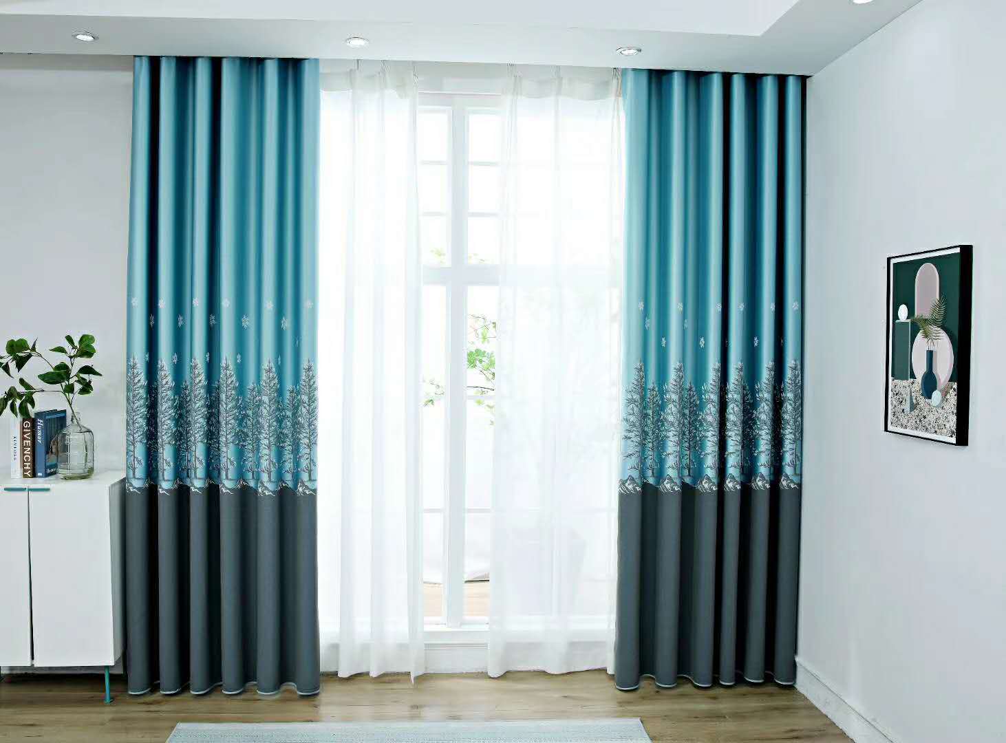 新款加厚双面提花遮光窗帘 卧室客厅阳台隔音隔热窗帘布定制批发