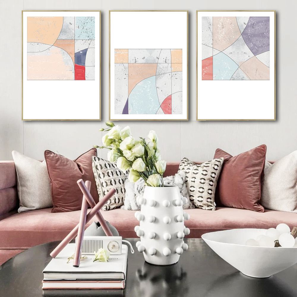 北欧风轻奢沙发背景墙三联画现代简约抽象艺术客厅墙面装饰画挂画