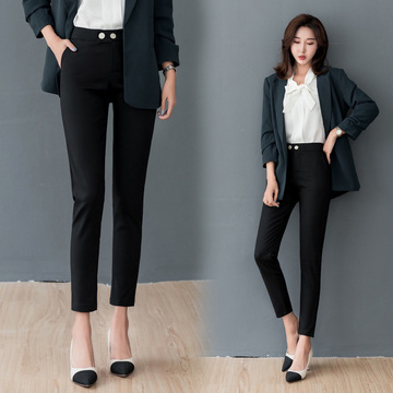 2020秋季西装女士长裤工作小脚裤子职业正装女裤直筒小西裤