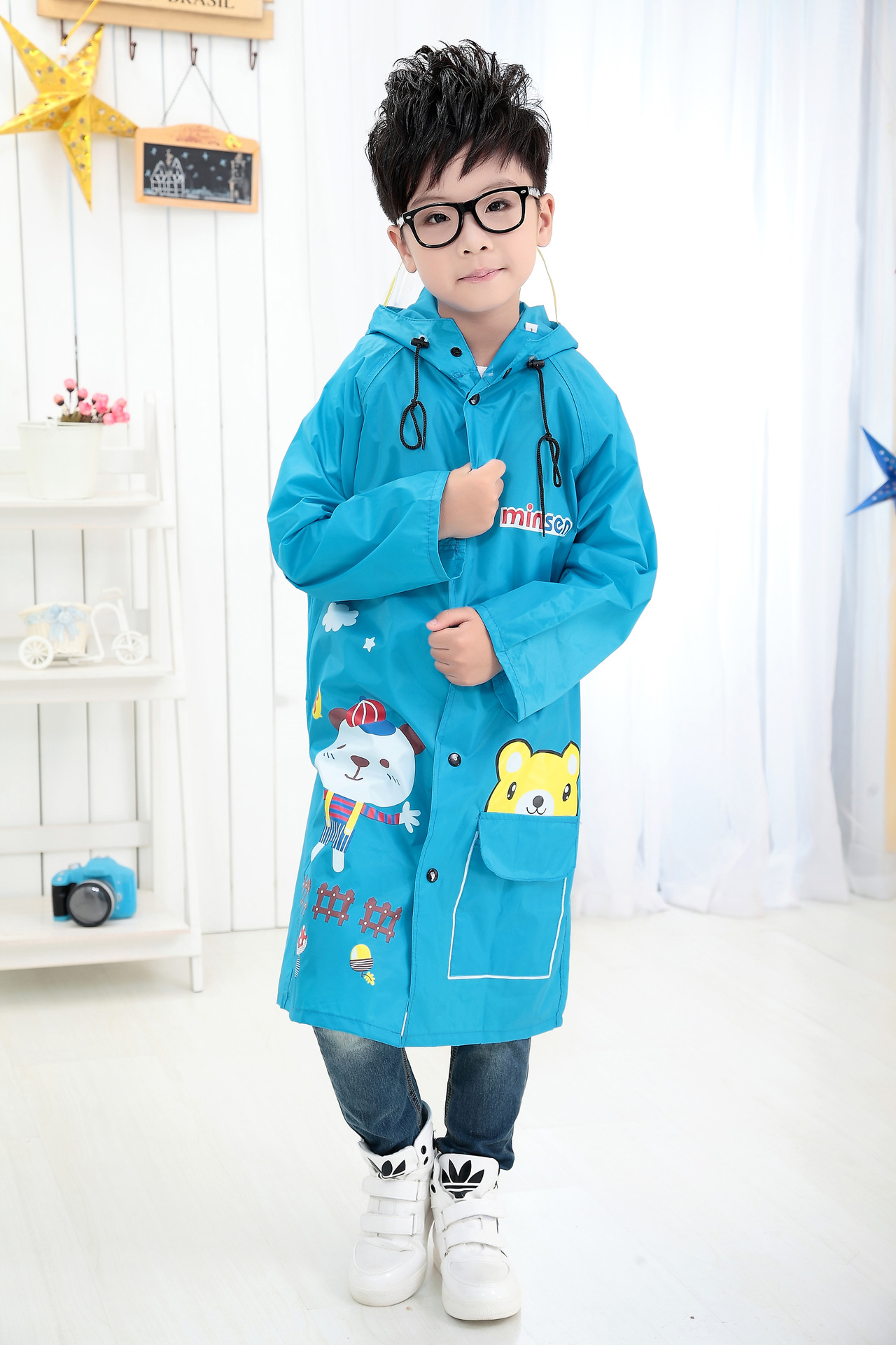 儿童雨衣小学生上学男童女童小孩幼儿园大童带书包位雨鞋套装雨披