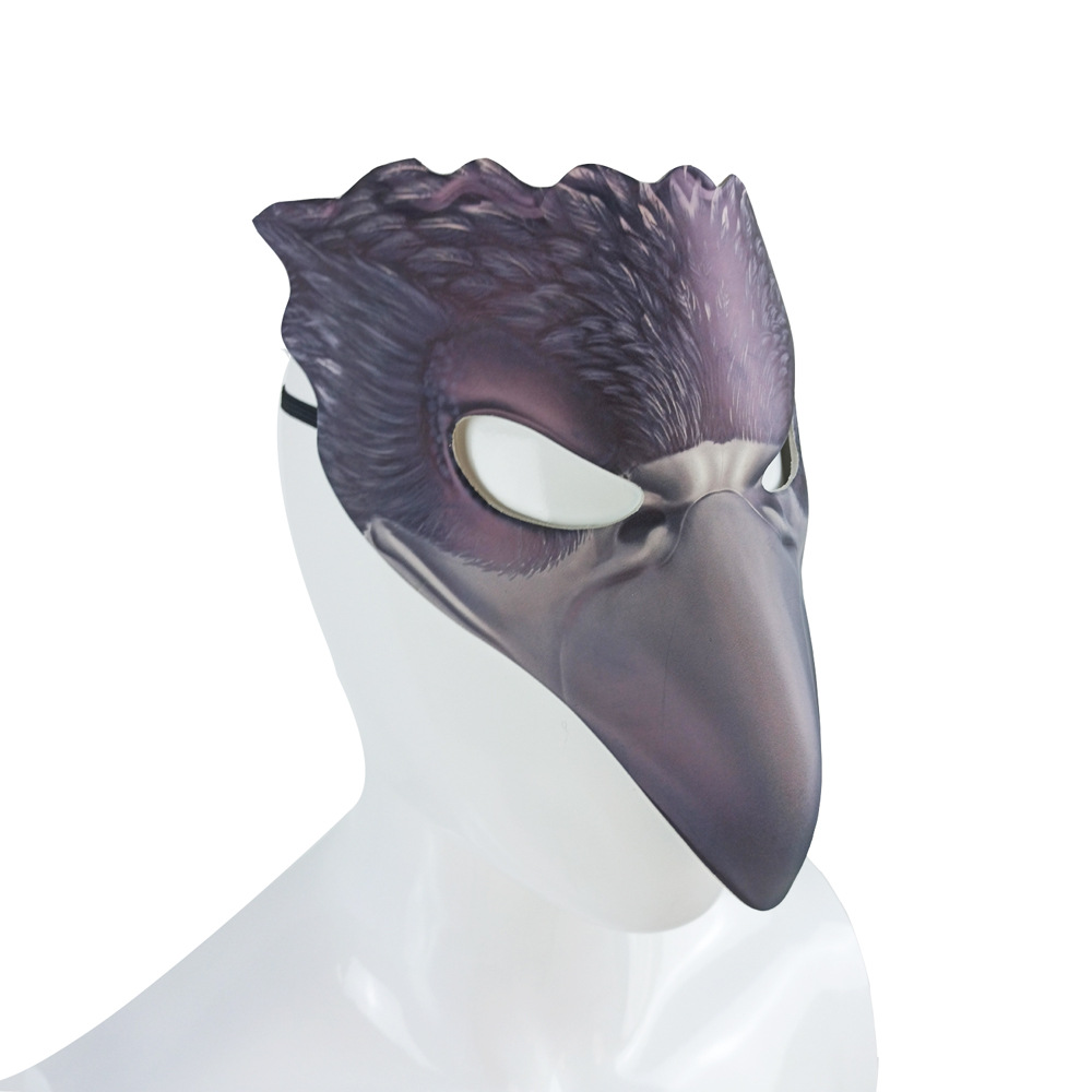 跨境货源现货万圣节狂欢节化妆舞会皮革印刷鸟类动物乌鸦面具