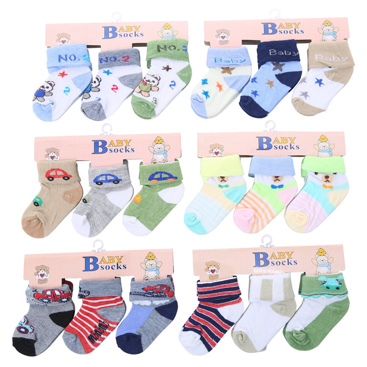 Foreign Trade Baby‘s Socks Boys and Girls Solid Color Letters Children‘s Socks Cute Cartoon Striped Flip Baby‘s Socks