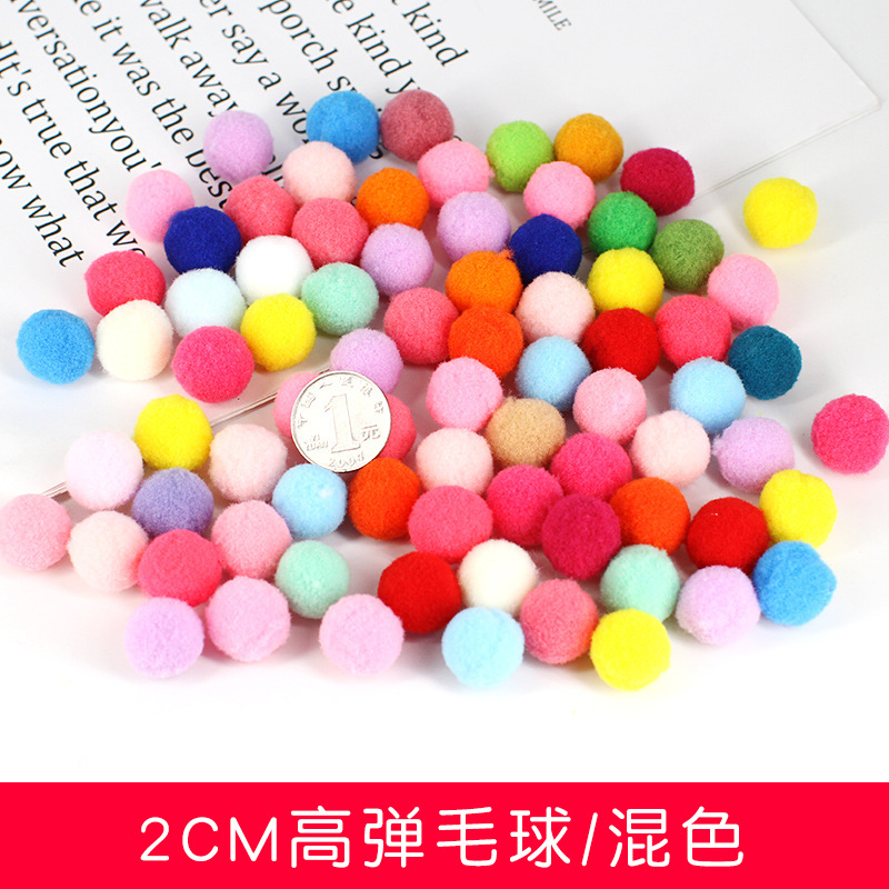 High Elastic Hair Ball Color Pompons Polypropylene Fiber Hairy Ball DIY Hair Root Twist Stick Accessories Kindergarten Handmade Material