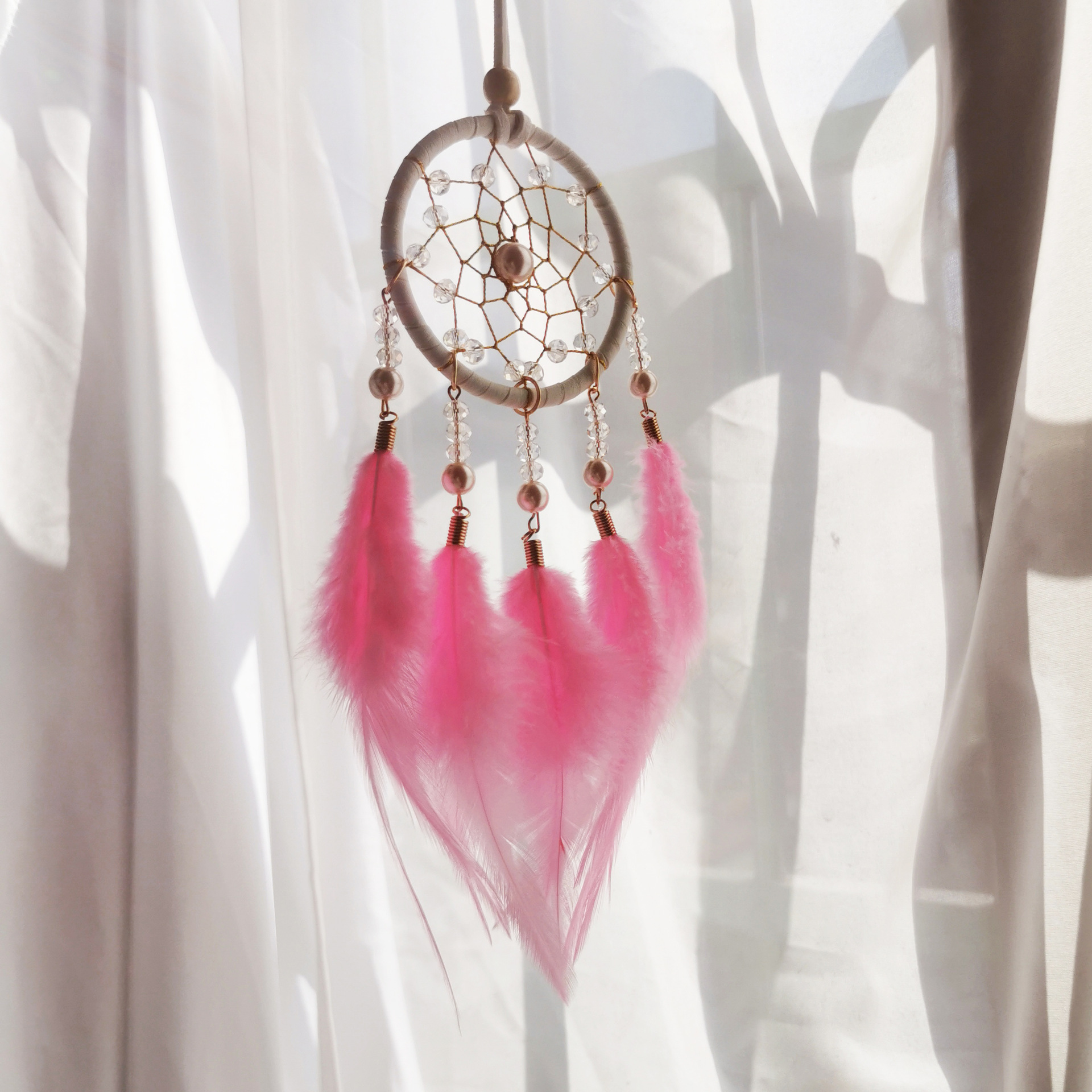 创意品质汽车挂件捕梦网森系羽毛风铃装饰女生礼物少女心生日礼品