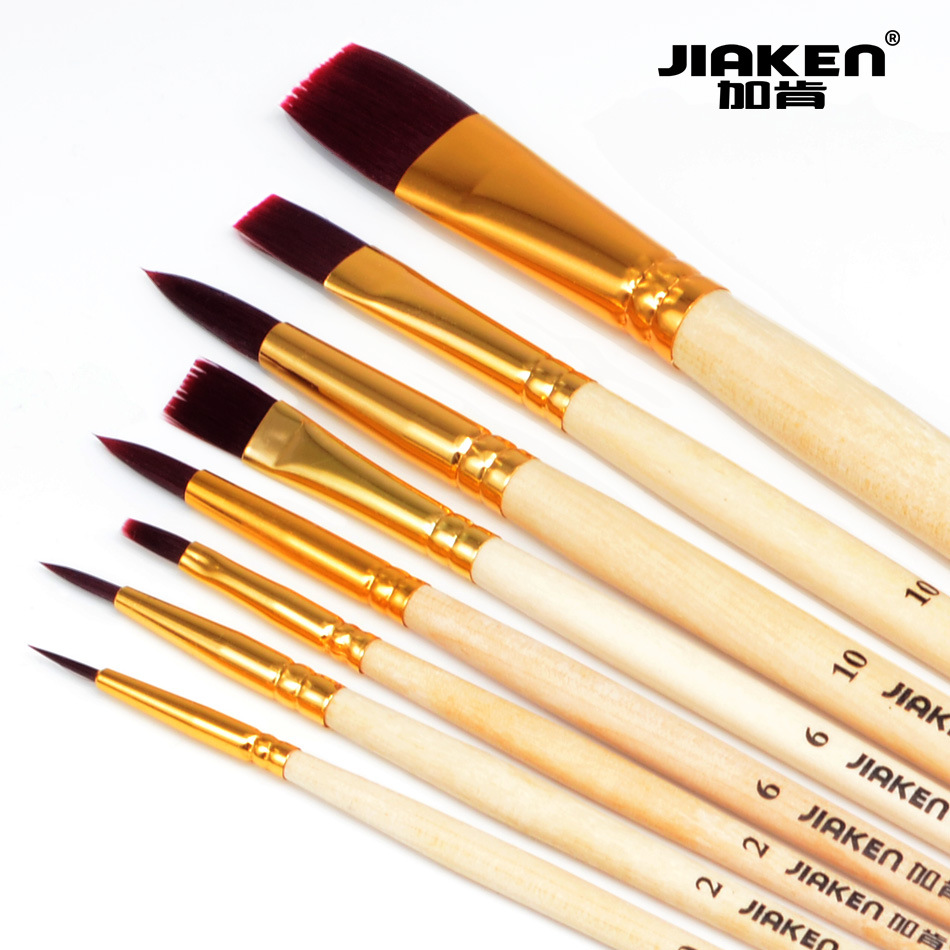 加肯色彩画笔8308尼龙丙烯画笔绘画美术颜料学生用品8支套装