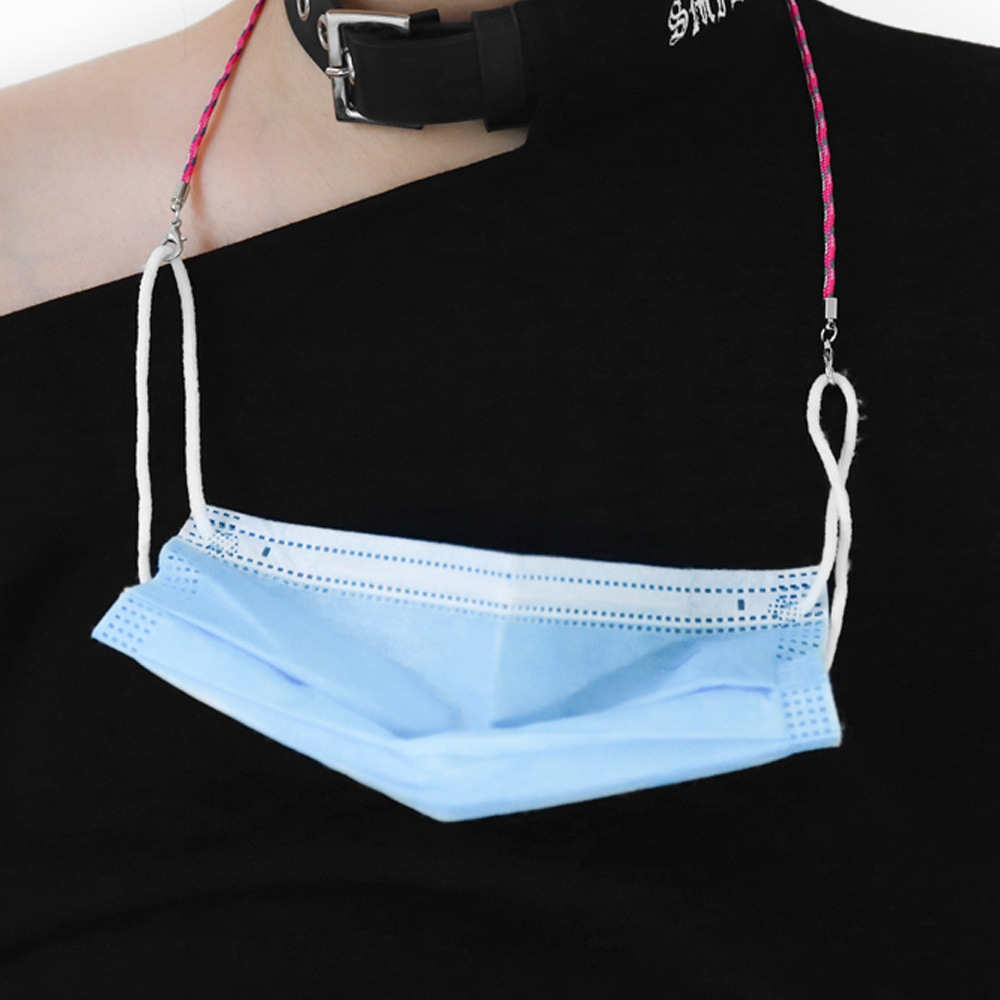 跨境新款 口罩绳带扣 可调节绳 挂脖涤纶棉口罩绳 项链配饰挂绳子