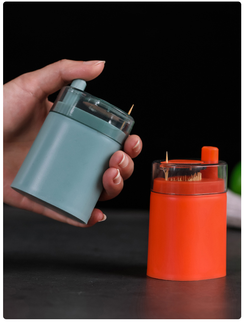 创意带透明视窗按压式自动弹出牙签盒 牙签筒 小吃店酒店牙签盒子