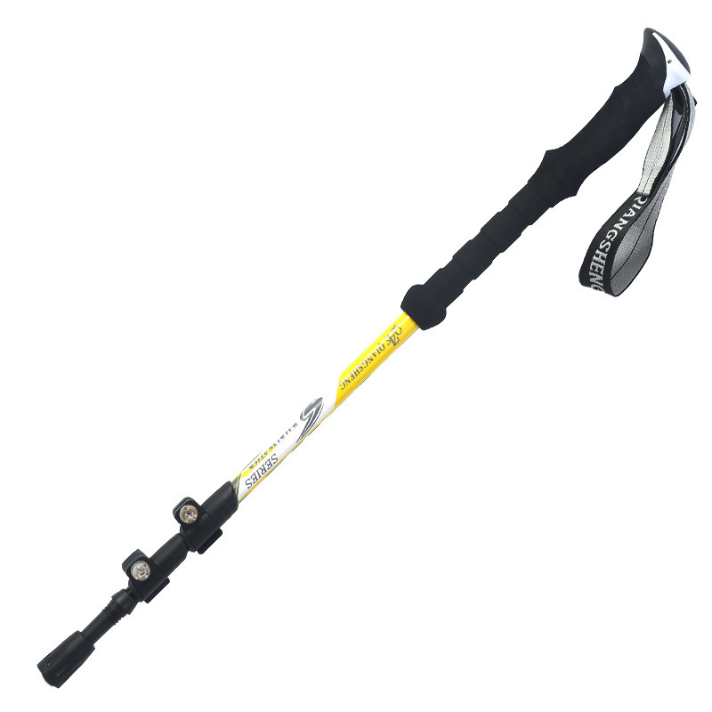 Alpenstock Double Color Head 19cm Carbon Outer Lock Retractable Outdoor Aluminum Alloy Alpenstock Walking Stick Carbon Fiber