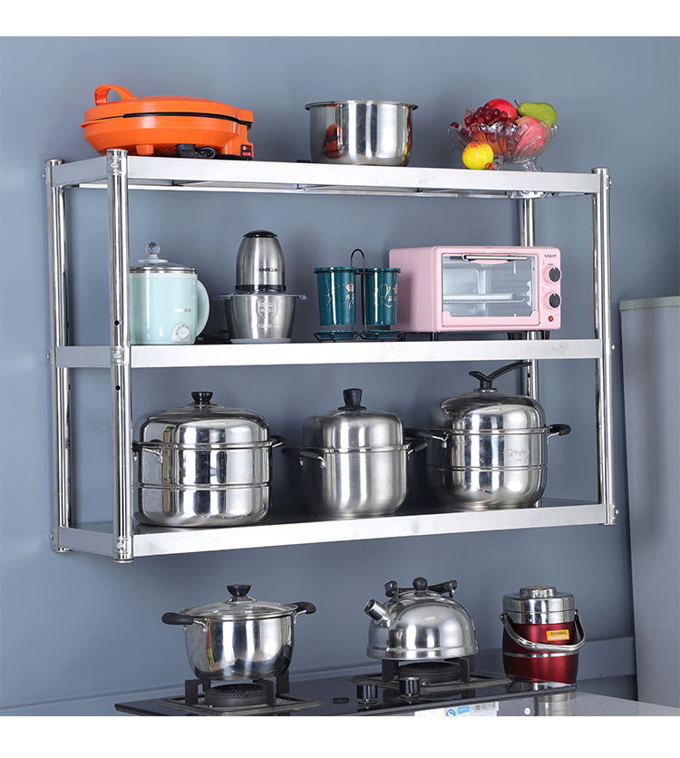 厨房壁挂置物架不锈钢上墙二层吊架调味品托臂架3饭店收纳展示架2