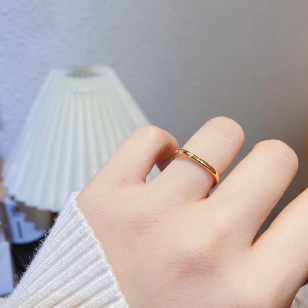 925纯银方戒银镀18k金情侣方形戒指素圈女方戒指开口款一件代发