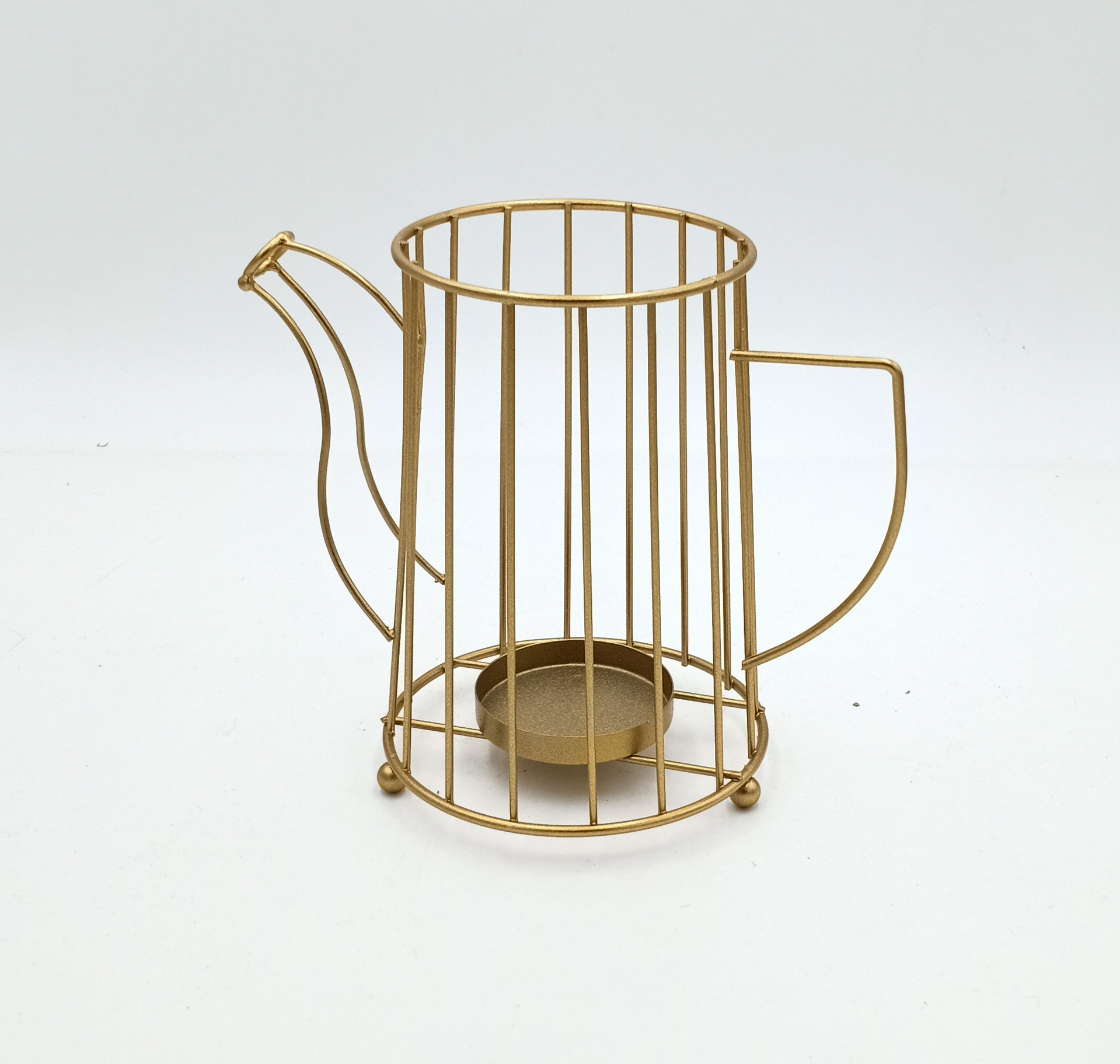 厂家直销跨境水壶铁线烛台铁架子铁丝工艺品电镀喷漆金色加工定制