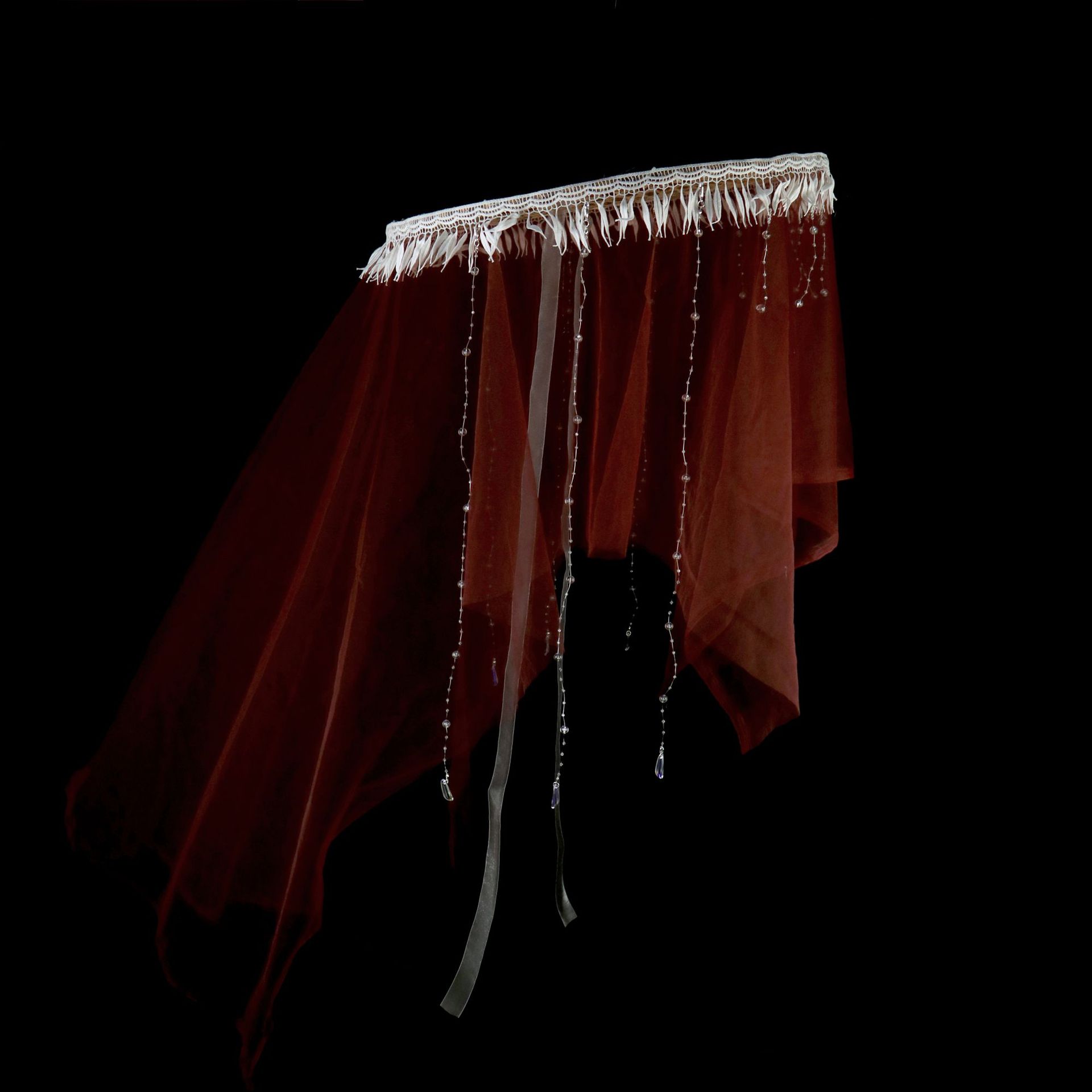 贰玥新品帷幔斗笠 汉服饰品写真道具重工水晶斗笠帽幕篱防晒飘逸