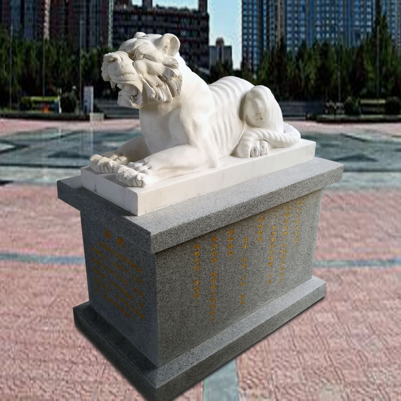 新款老虎雕刻汉白玉石雕卧虎雕塑白虎石材白虎雕刻厂家定做修复