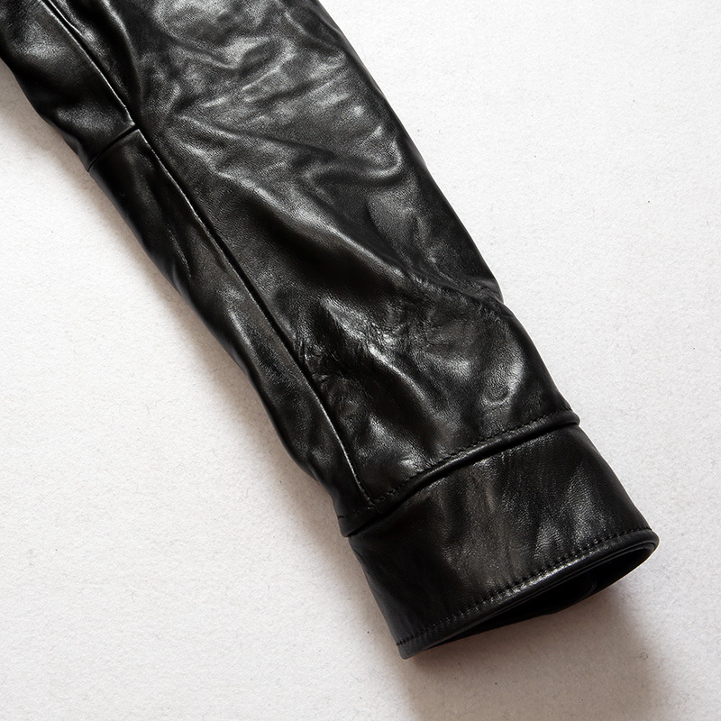 穆赫兰道茶芯马皮夹克翻领蜡染复古日系真皮皮衣男机车司闸员外套