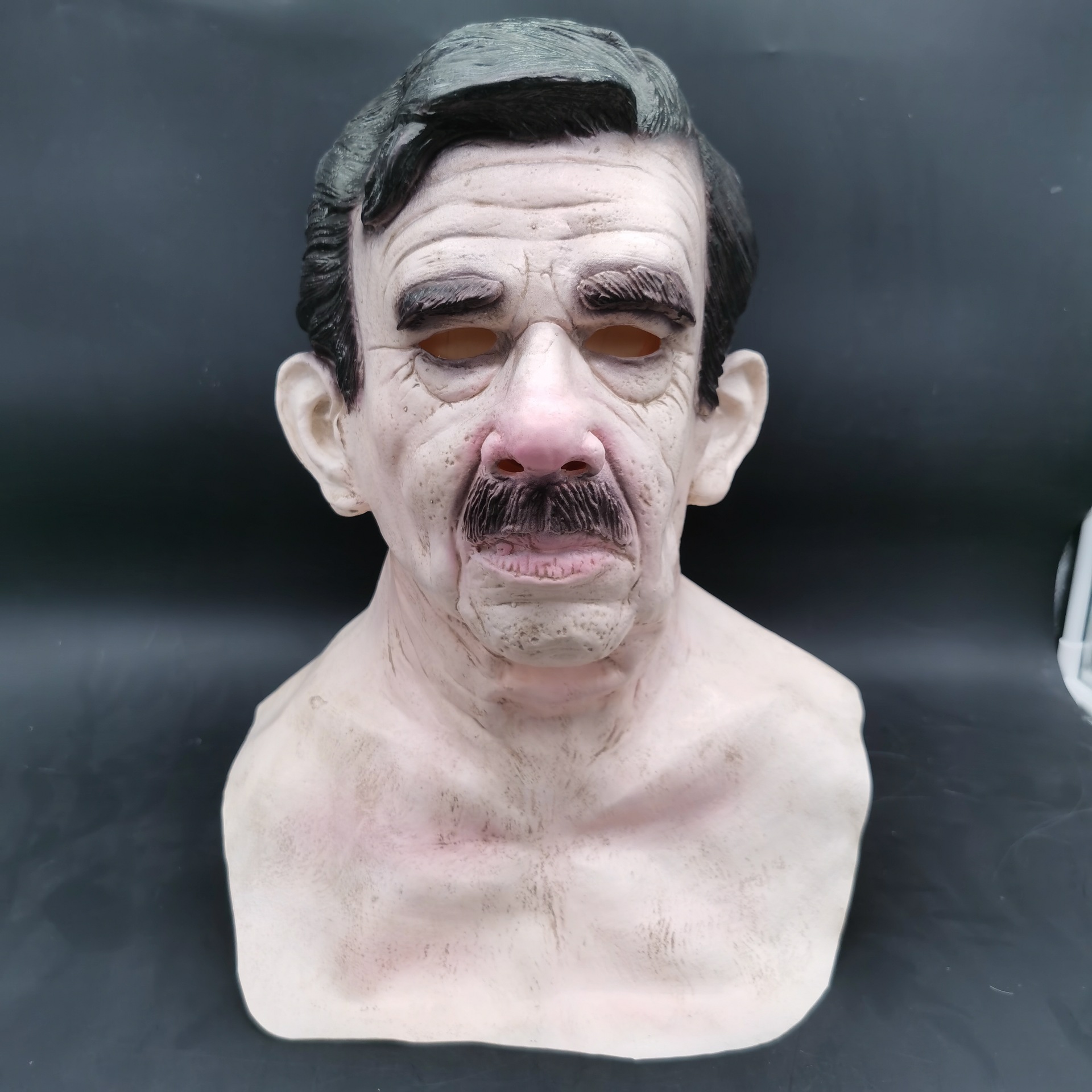 万圣节独立站跨境老人乳胶面具真人恐怖假光头老人装扮道具-阿里巴巴