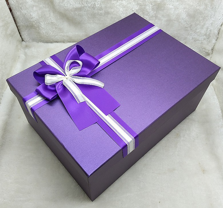 高档超大号紫色礼品盒长方形钱包婚纱礼服西装长裙礼物包装盒定做