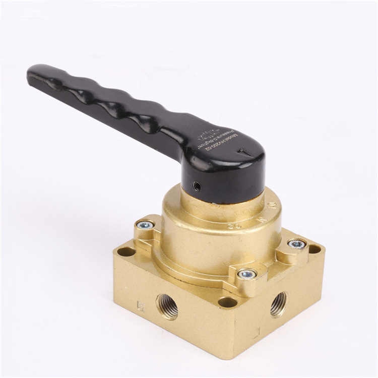 黑色大长手柄 手转阀hv200-02/300-03/400-04 手扳阀三位四通厂家