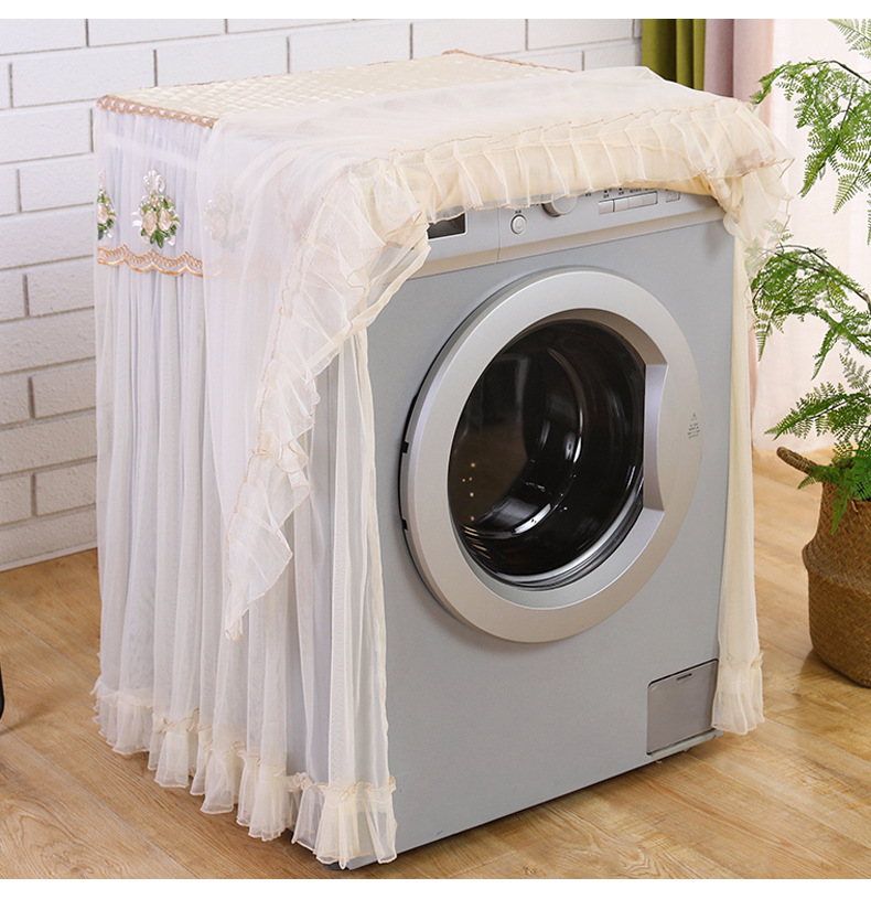 8-10kg滚筒洗衣机罩防尘套防水防晒布艺蕾丝自动洗衣机套子盖布