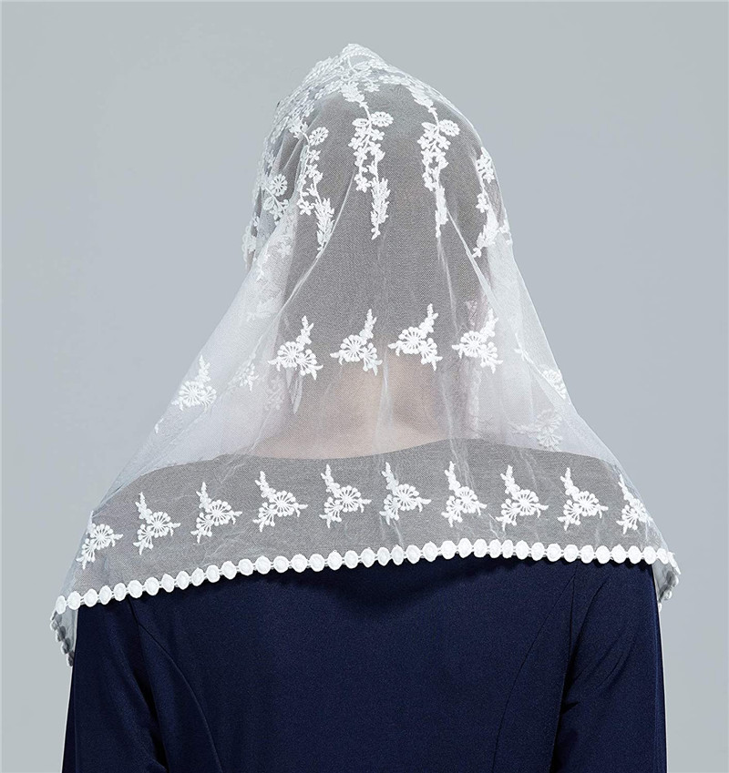穆斯林天主教蕾丝头纱基督教回民头纱围巾沙丽黑色白色新娘头纱*