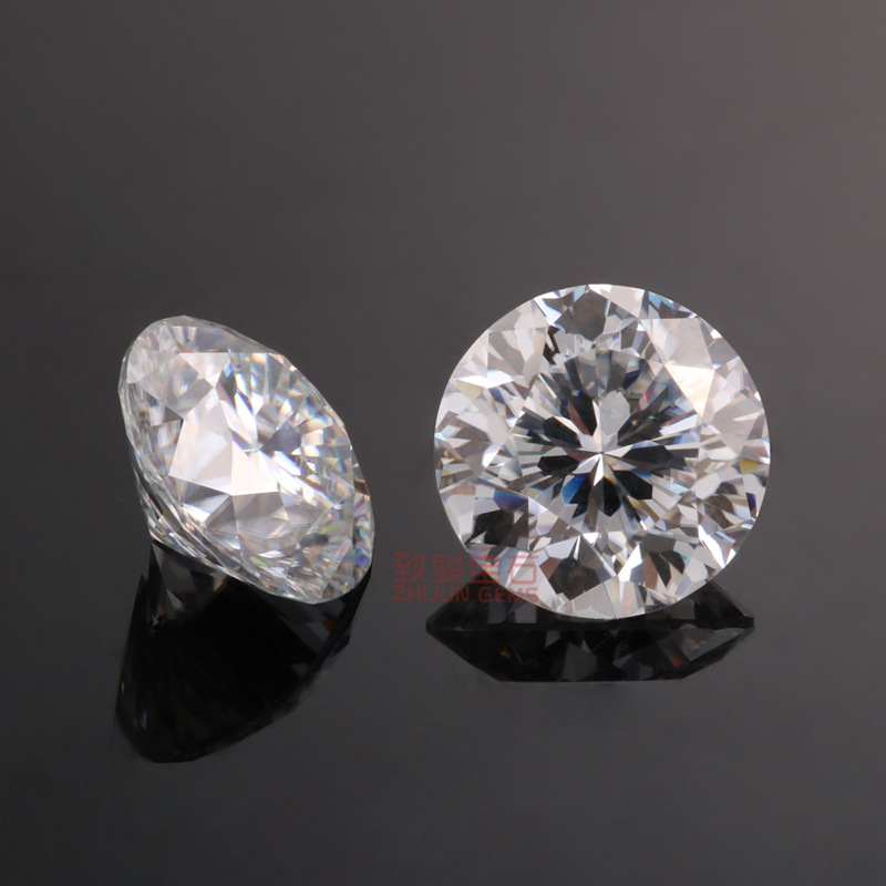 梧州厂家直销d色正品莫桑钻裸石戒面 圆形莫桑钻520梅花切工