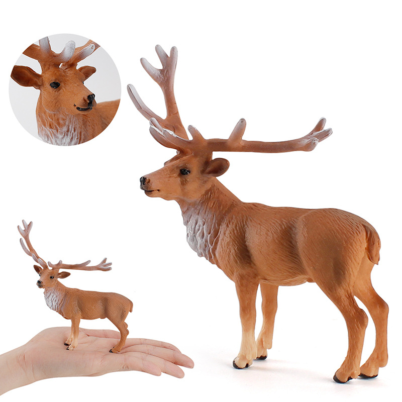 儿童仿真野生动物静态公马鹿模型实心橱窗摆件圣诞节手办玩具批发