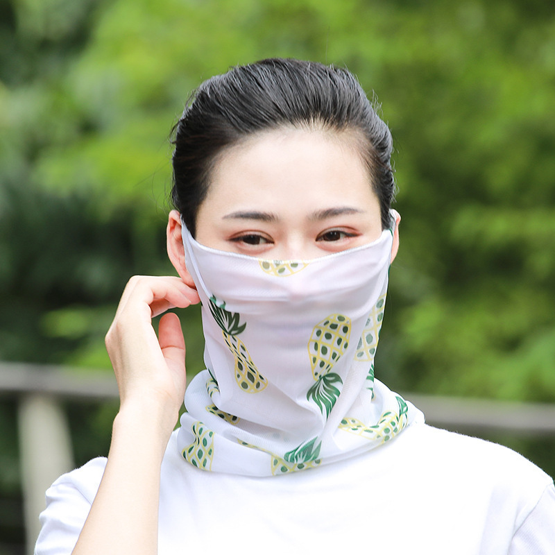 厂家直销女士夏季防晒面纱冰丝面罩花样百搭防尘遮面超薄透气口罩