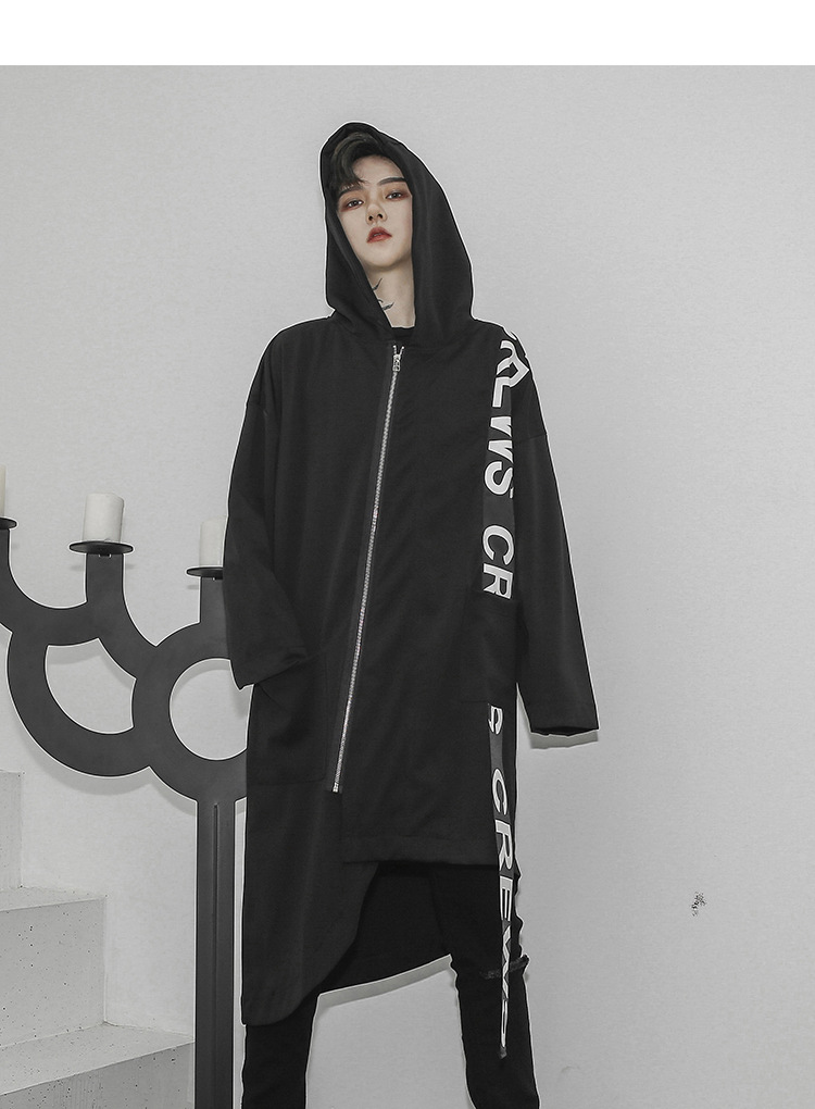 批发秋冬中长连帽披风暗黑系男女潮ins宽松飘带潮流外套ct678 p85