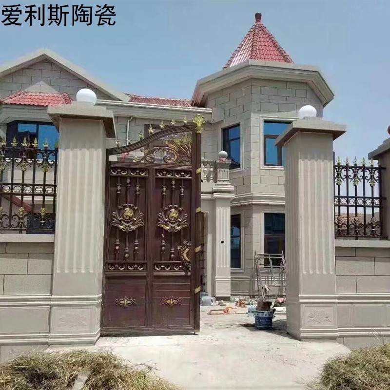 欧式别墅大门罗马柱瓷砖农村围墙柱子瓷砖外墙砖仿大理石窗套线