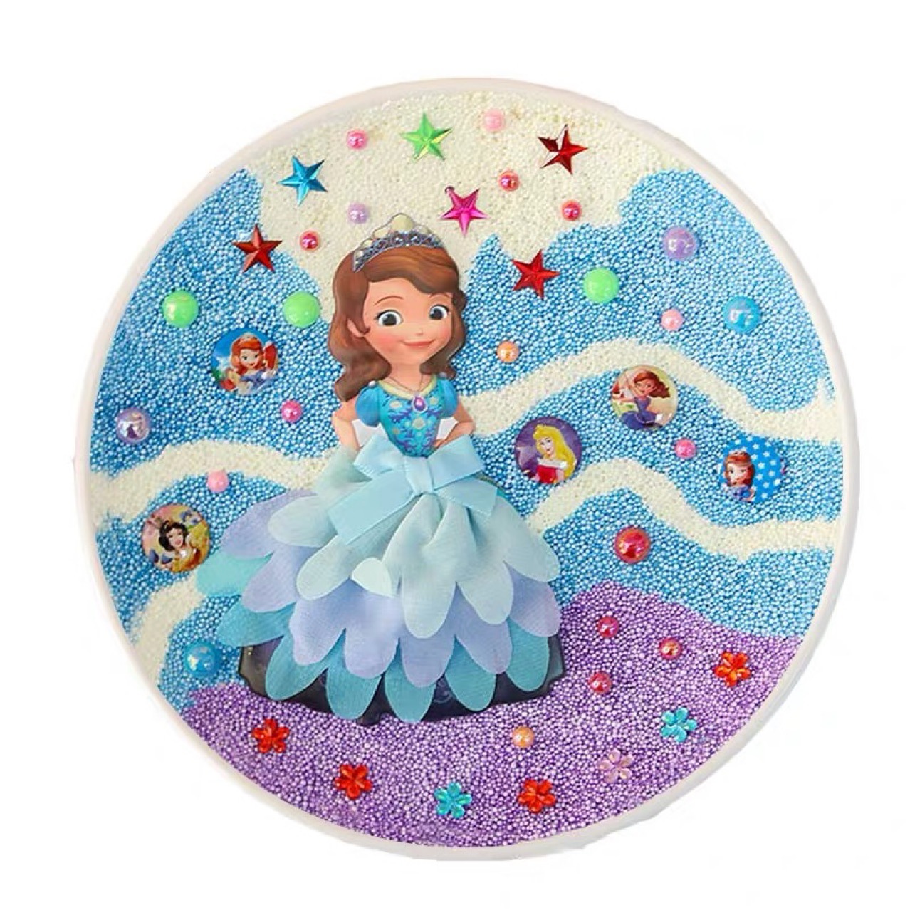 圆盘珍珠泥画 手工幼儿园diy创意摆件 儿童黏贴材料包制作 带支架