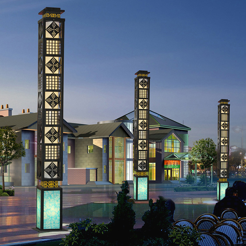 led太阳能方形景观灯柱3米户外防水绿化中式仿古花园景观庭院路灯