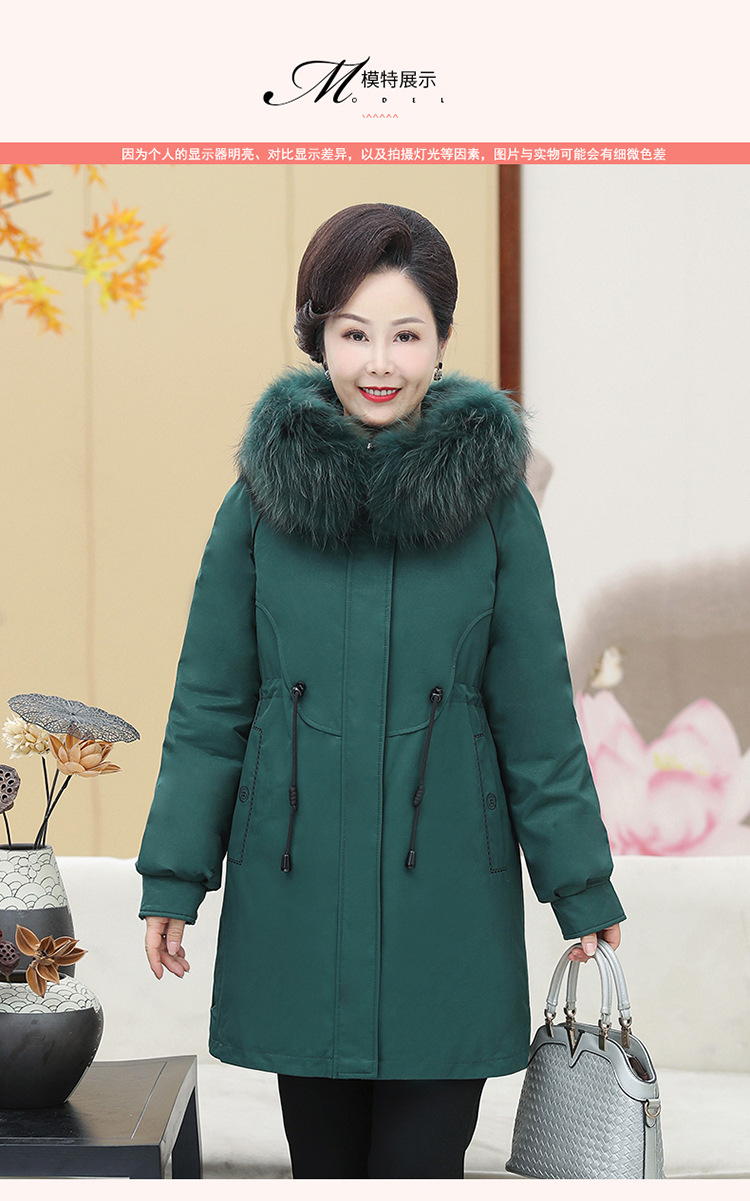 真毛领派克羽绒服女大码妈妈装洋气修身羽绒服可拆卸内胆50岁60潮