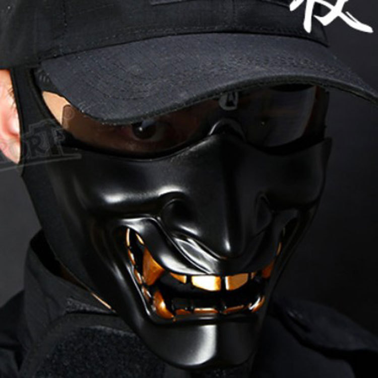 万圣节舞会笑般若半脸面具派对恶魔恐怖鬼脸战术面罩游戏影视道具