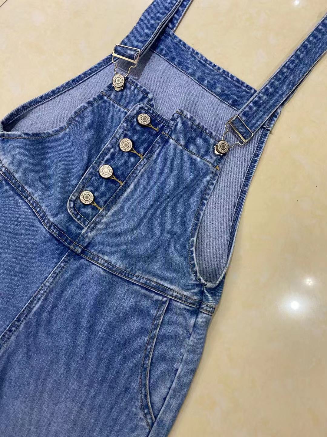 气质通勤百搭休闲背带牛仔裤女背带裤来样来图贴牌加工定制工厂