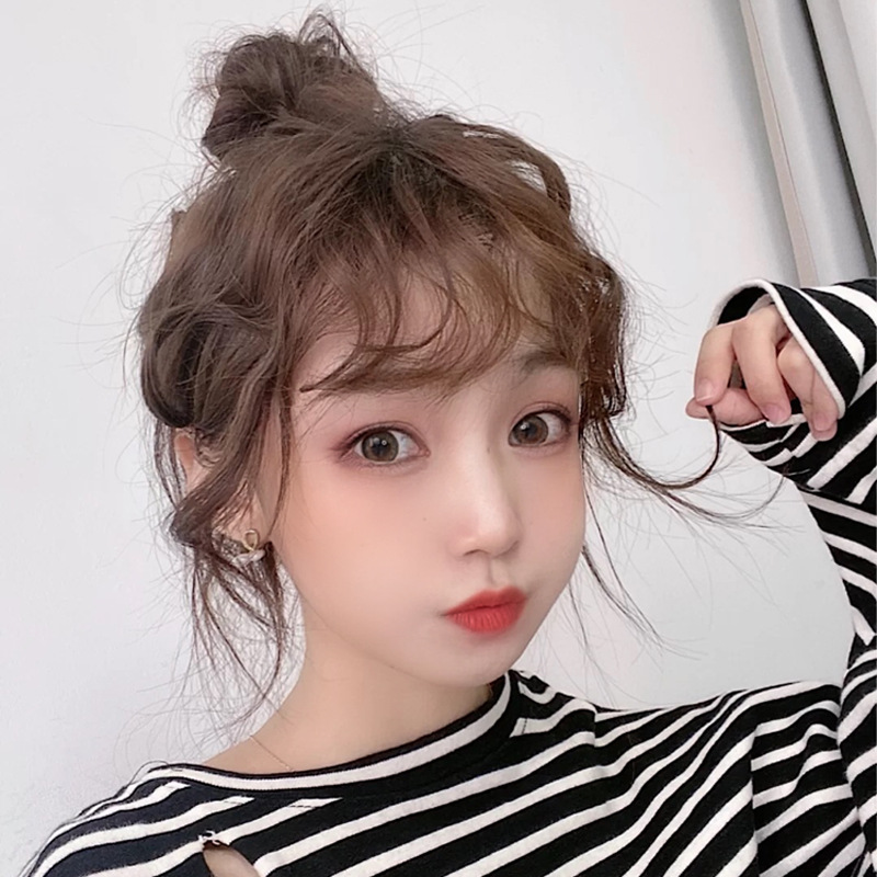 刘海假发女3d羊毛卷空气刘海发片修颜蓬松假刘海片真发微卷假刘海