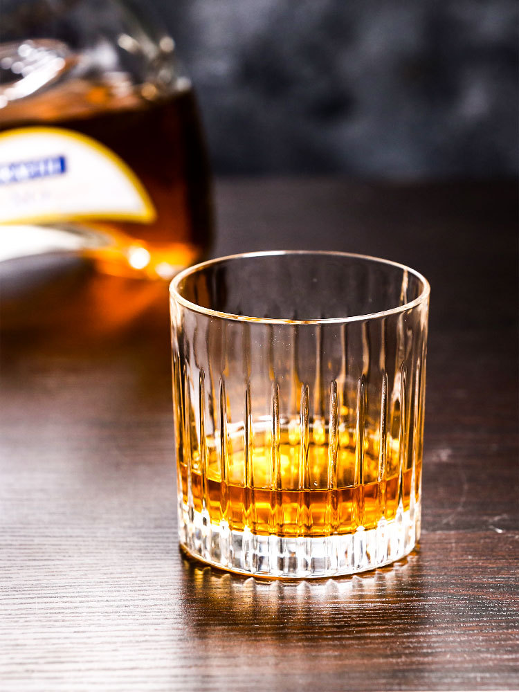 日式条纹威士忌杯 酒吧专用古典鸡尾酒杯 复古烈酒杯玻璃洋酒杯子