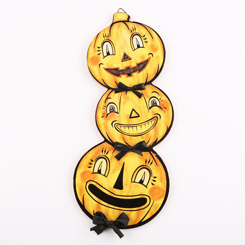 New Halloween Pumpkin Shape Party Decorated Hangtag Home Ghost Festival Decoration Wooden Crafts Hanging Board Wholesale