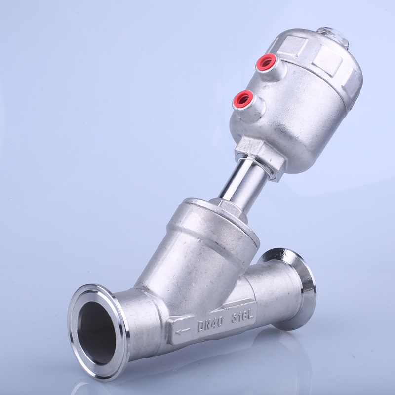 正宗304y型气动快装角座阀 医药厂卫生级/卡箍不锈钢塑料头dn2540