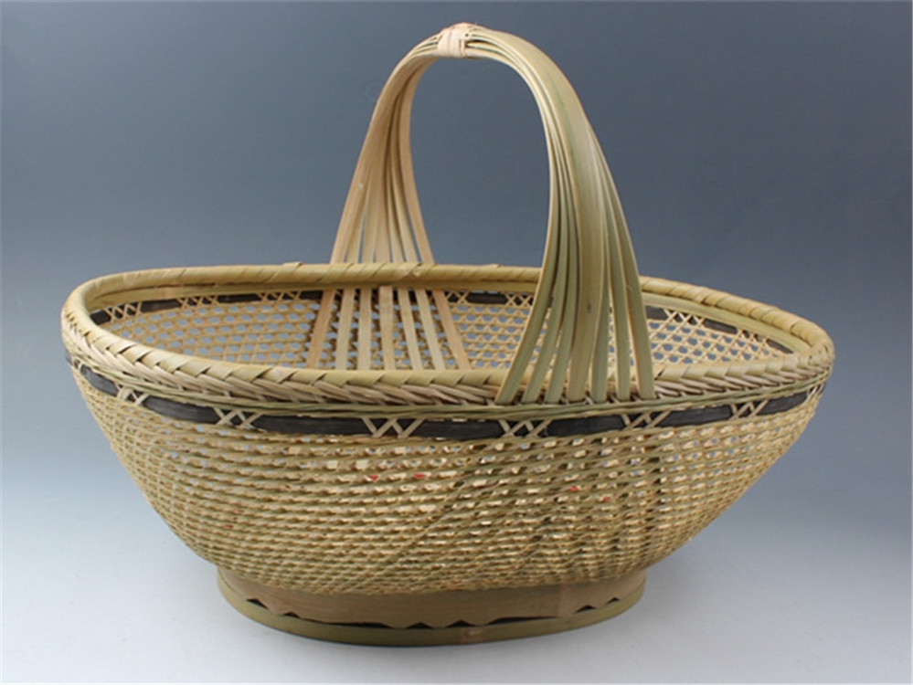 精编篮子精品菜篮收纳篮竹编 提篮竹篮竹筐本色古典大号