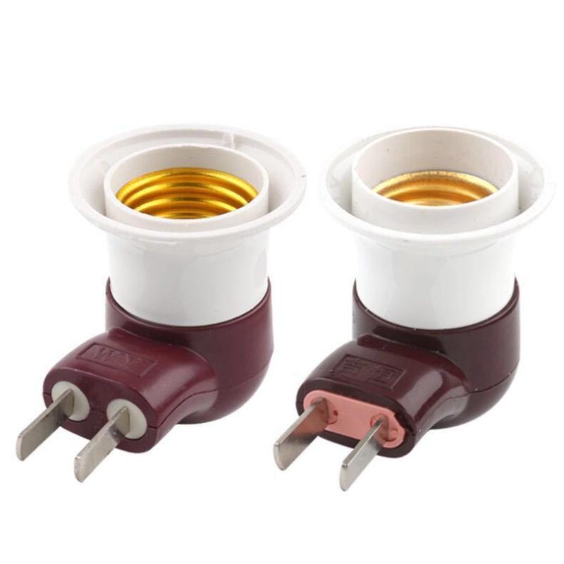 灯头插座带开关e27螺口灯座插头壁插式小夜灯led灯泡节能灯增补光