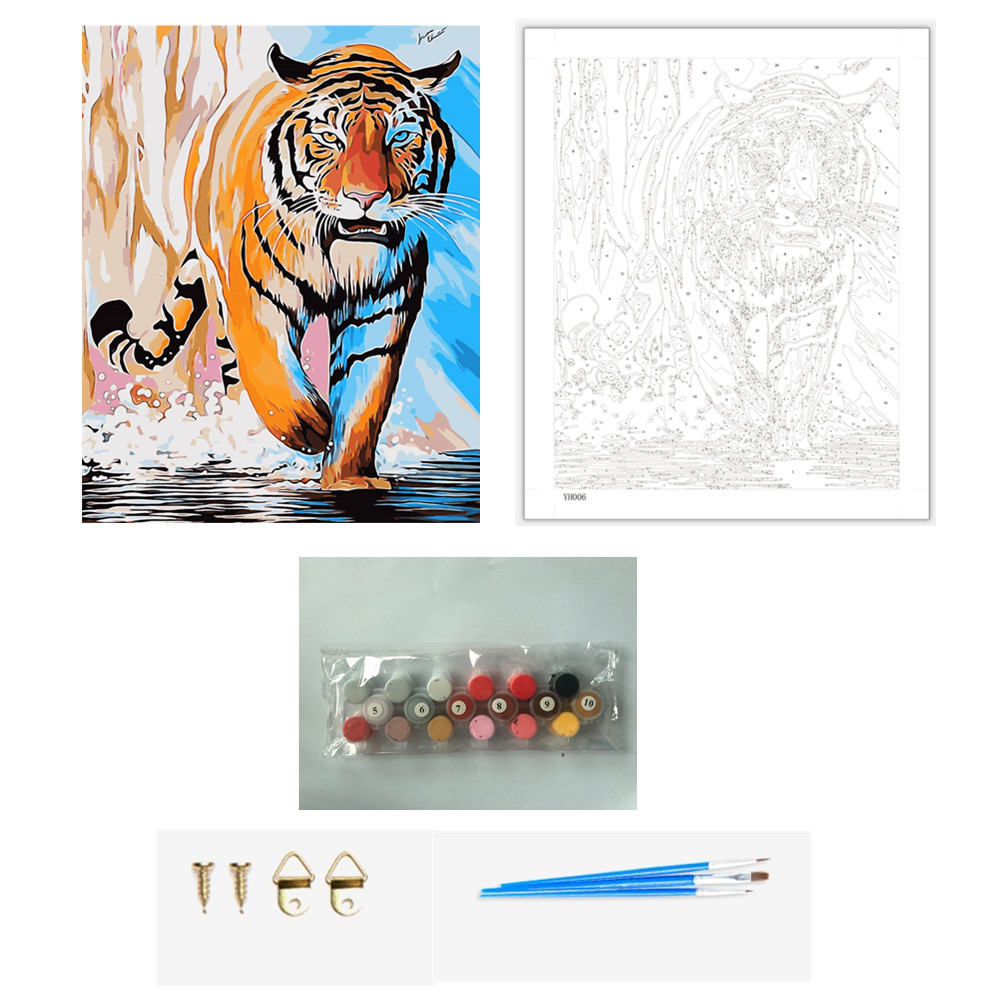 无框diy数字油画房子小屋风景欧式装饰画花卉手绘画40x50cm