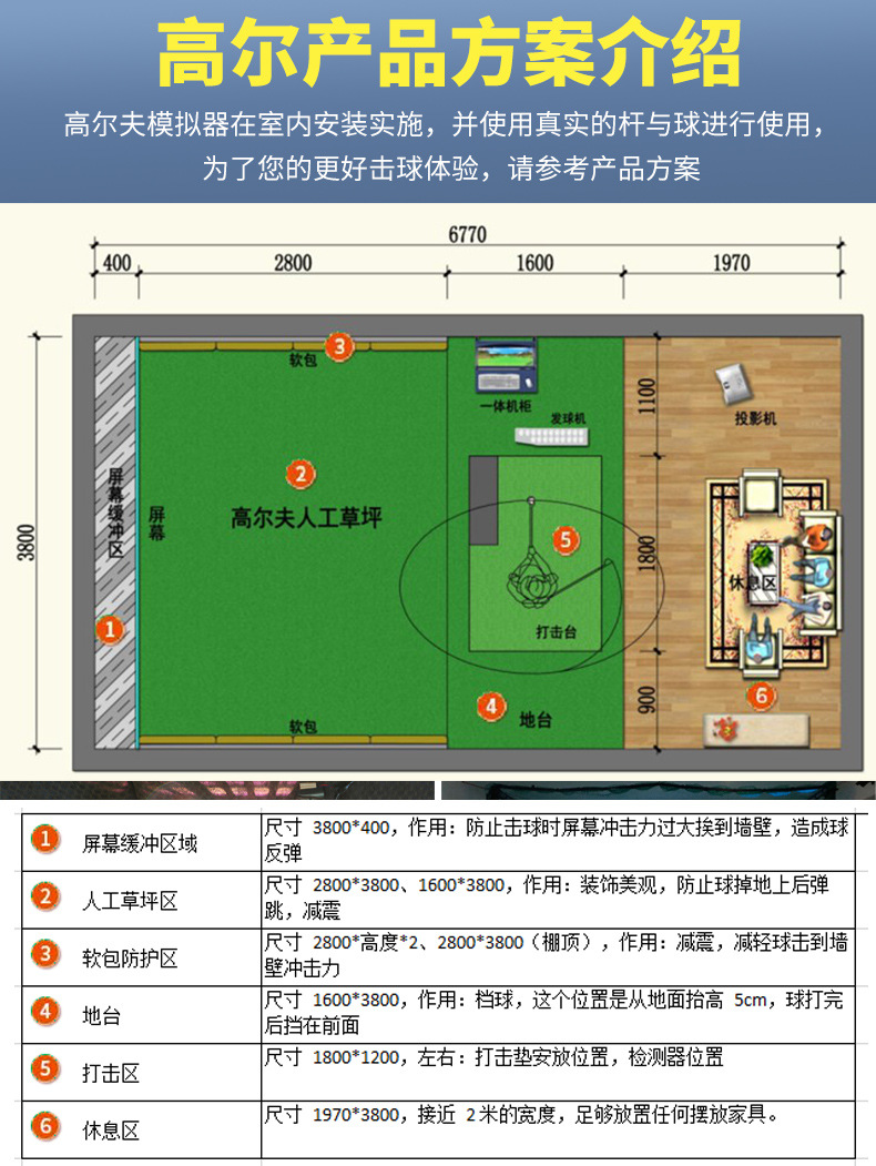 可上门安装!室内高尔夫模拟器 家庭高尔夫设备 全自动回球系统